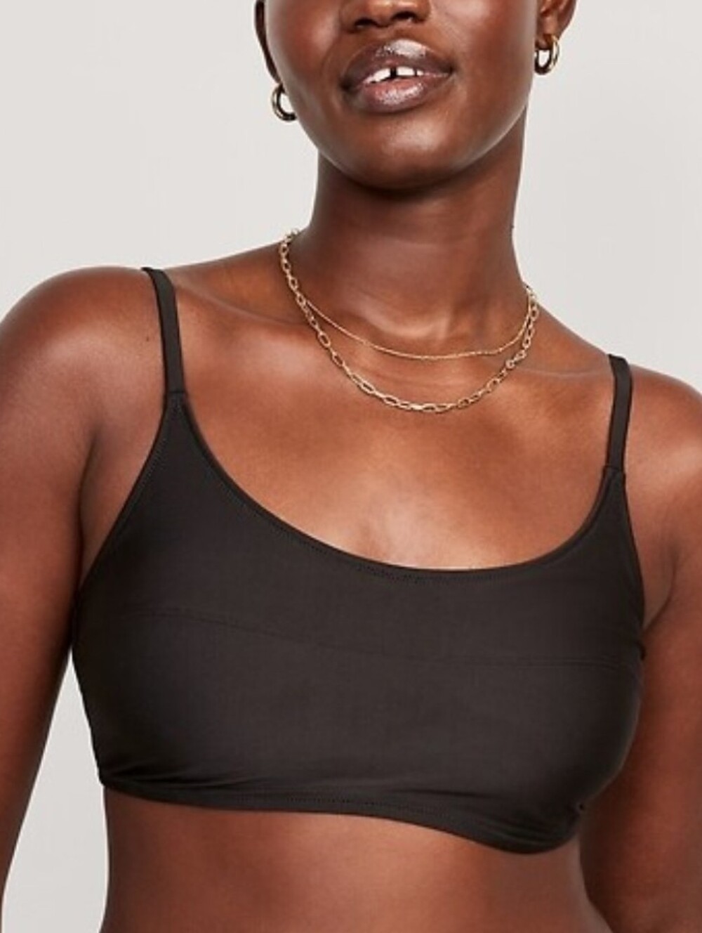Black Scoop Neck Bikini Top Sz L